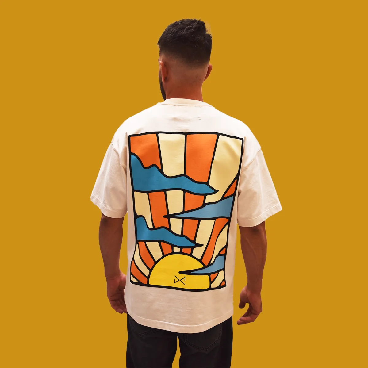 Camiseta en crudo, Amanecer. over size.